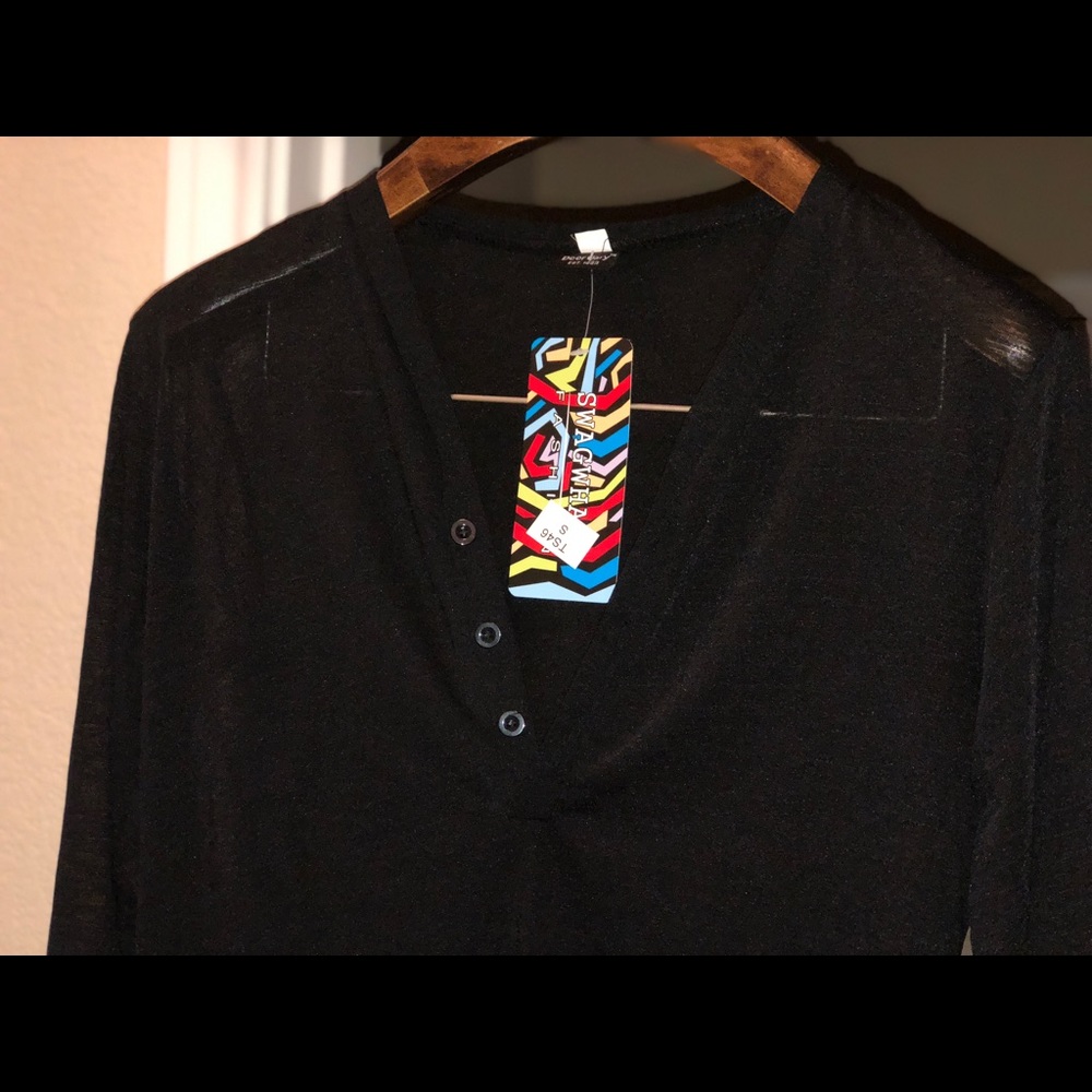 DeerGary black lace button down shirt